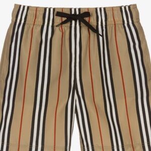 Burberry Kids Tan Striped Swim Trunks